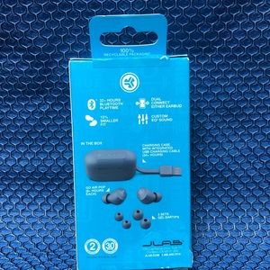 Jlab go air pop tru wireless 32 hour playtime Bluetooth headsets blue.